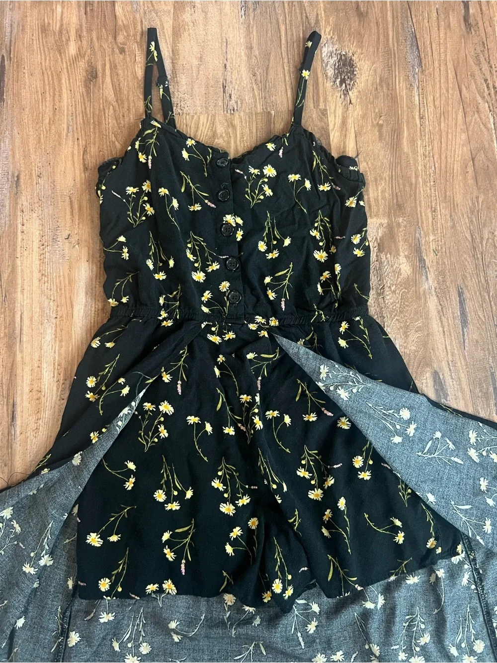 Artclass Girls (10-12y) Black &yellow Floral High-Low romper sundress